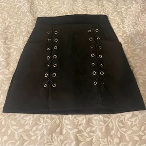 Black Mini Skirt Laced Up with Holes